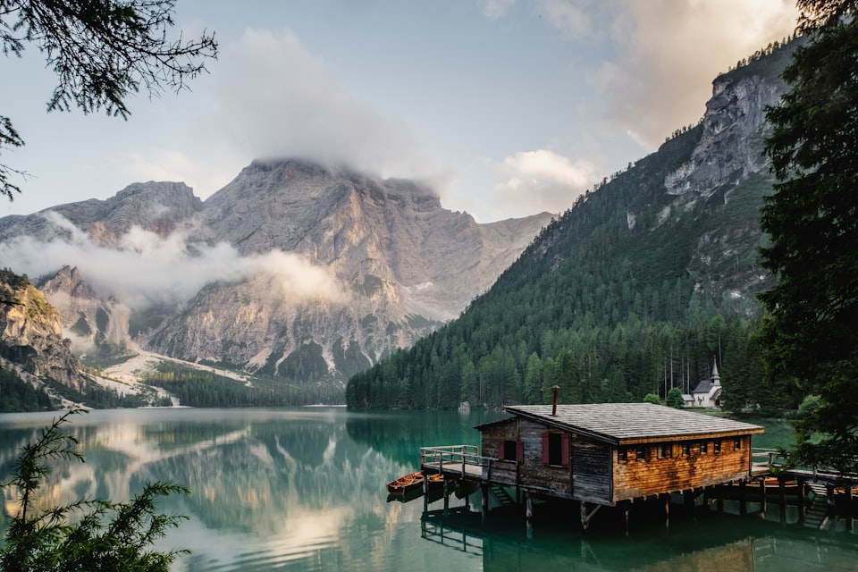 Mountain lake in daylight